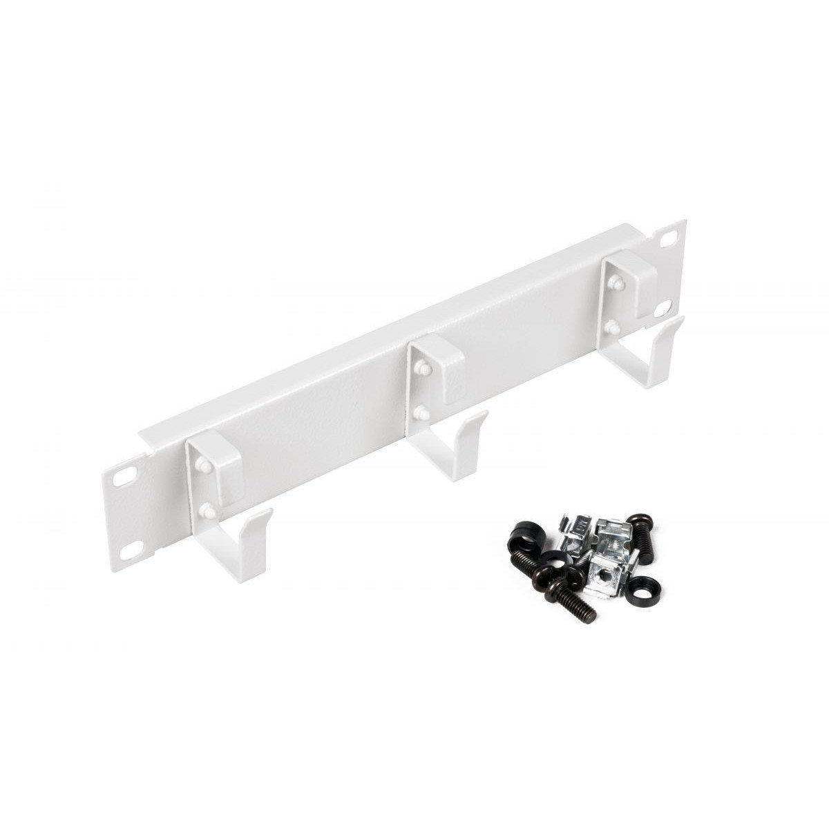 Cable Management Panel 10" Equip 3x Rings 1U Grey