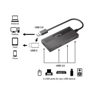 Hub USB 3.0 Equip 4 Portas USB 3.2 + USB-C Adapter