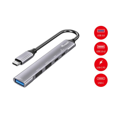 Hub USB-C Equip 5 Portas USB3 2xUSB2 2xUSB-C 100W