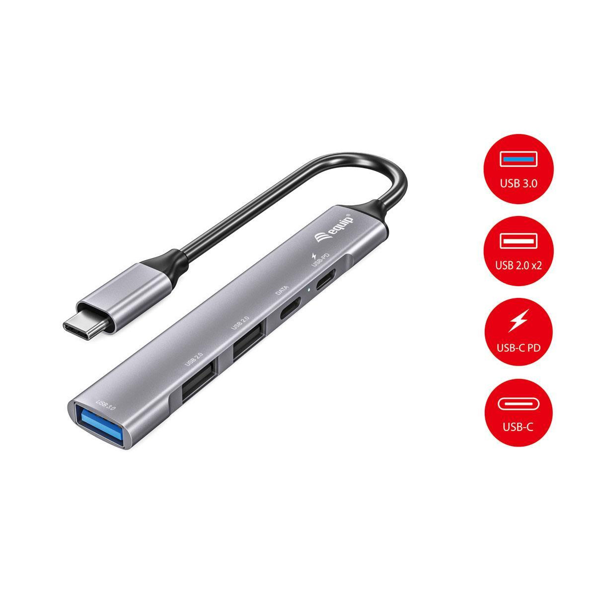 Hub USB-C Equip 5 Portas USB3 2xUSB2 2xUSB-C 100W