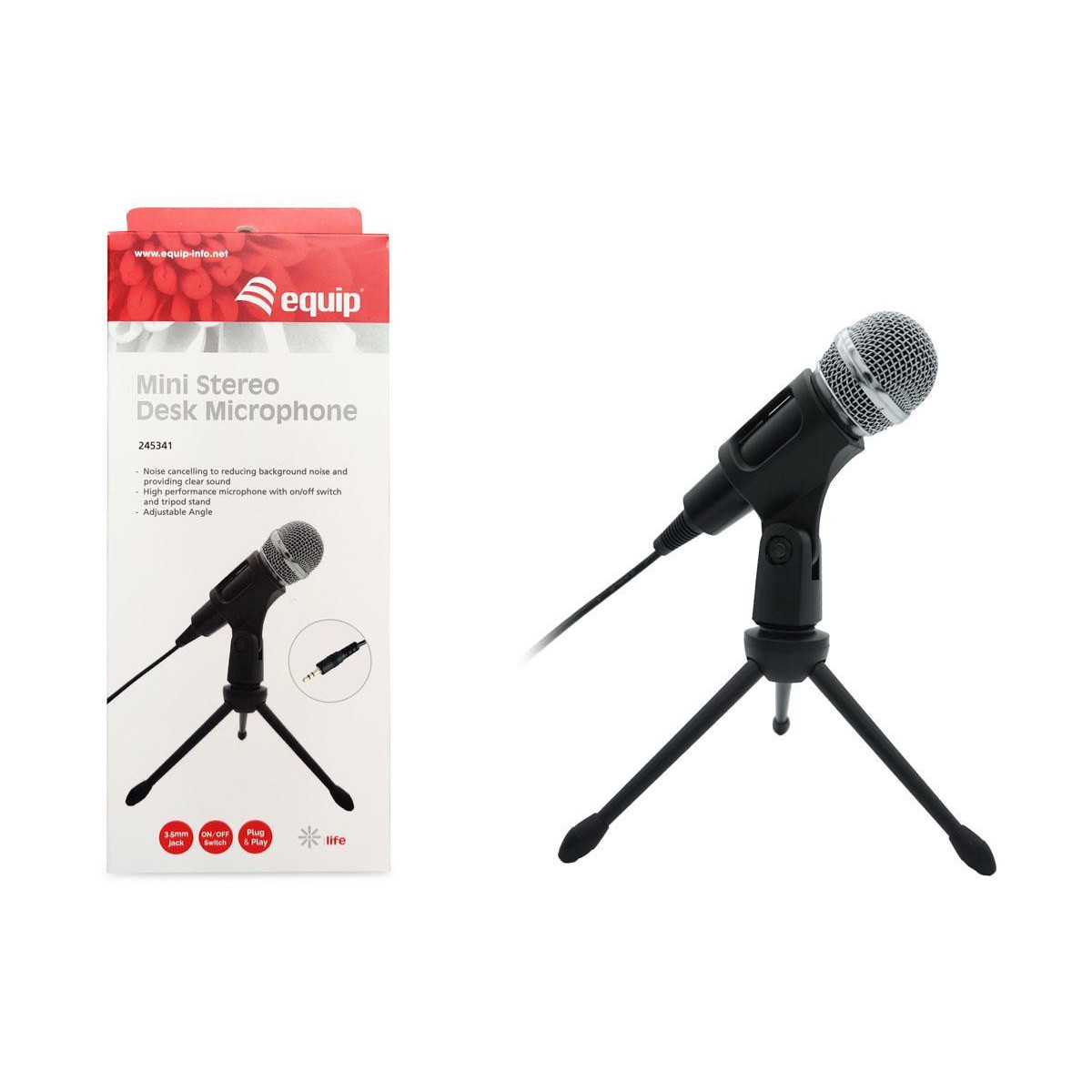 Microfone Equip Mini Stereo c/ Tripé 3.5mm 1.8m BK