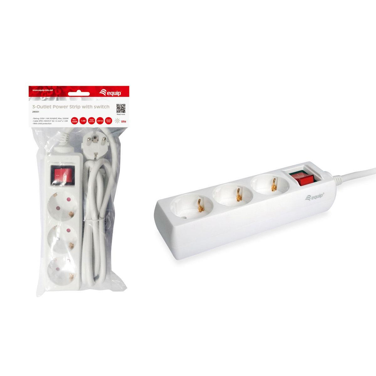 Régua de Alimentação Equip 3-Outlet 16A 1.5m