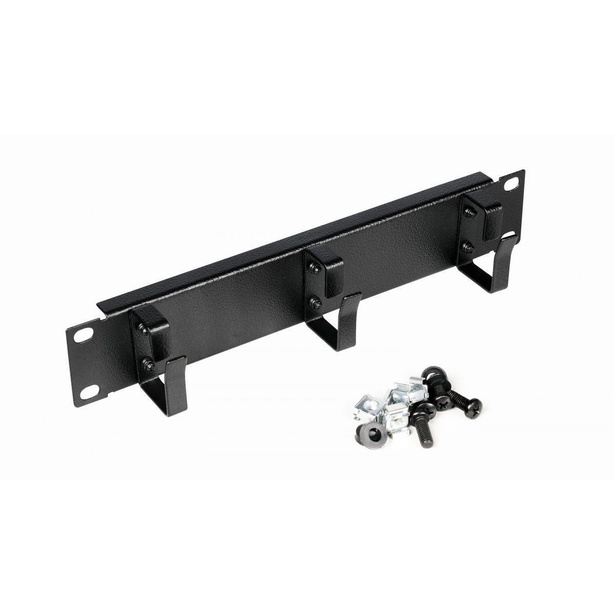 Cable Management Panel 10" Equip 3x Rings 1U Black