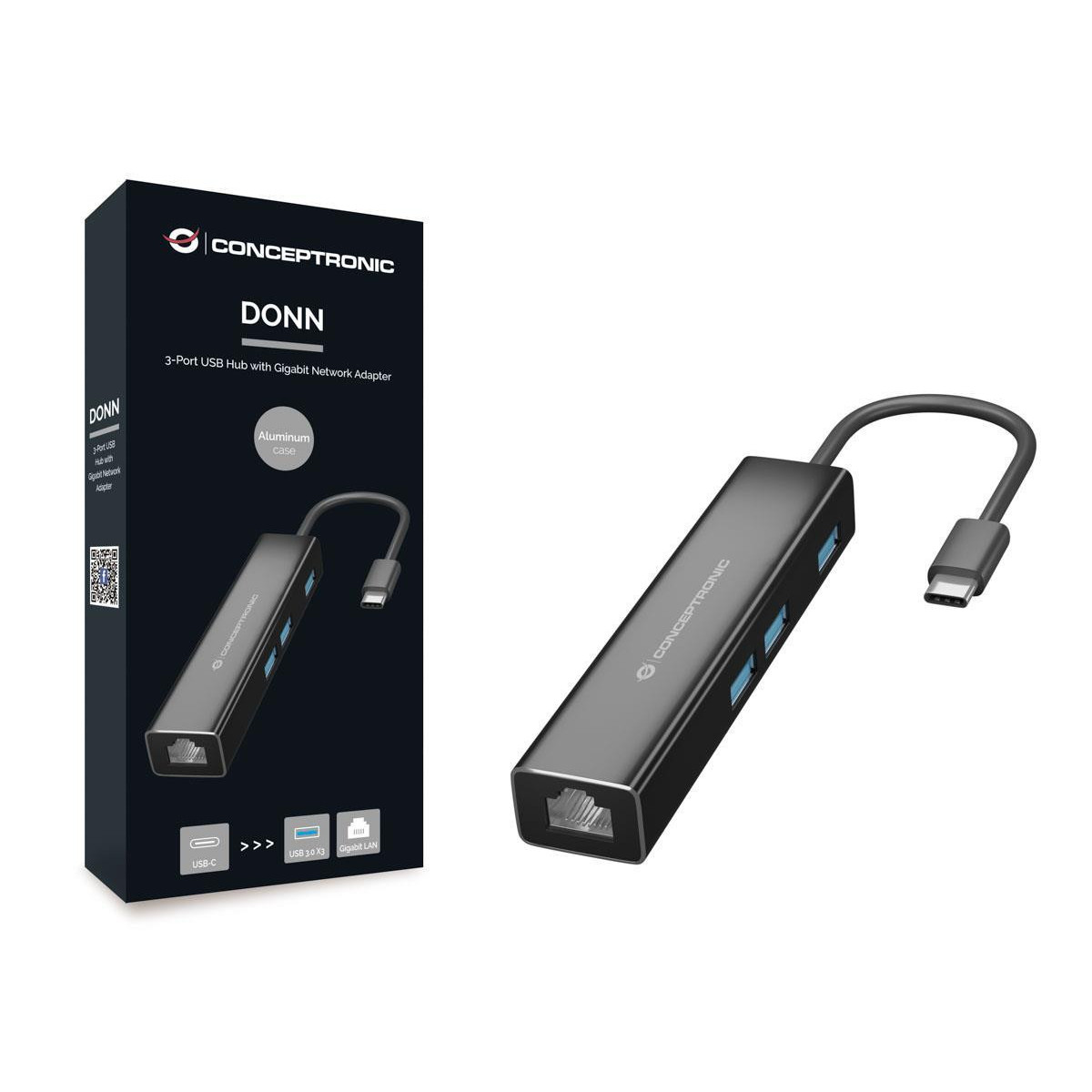 Adaptador Conceptronic USB 3.2 -> RJ45 4x USB 3.2