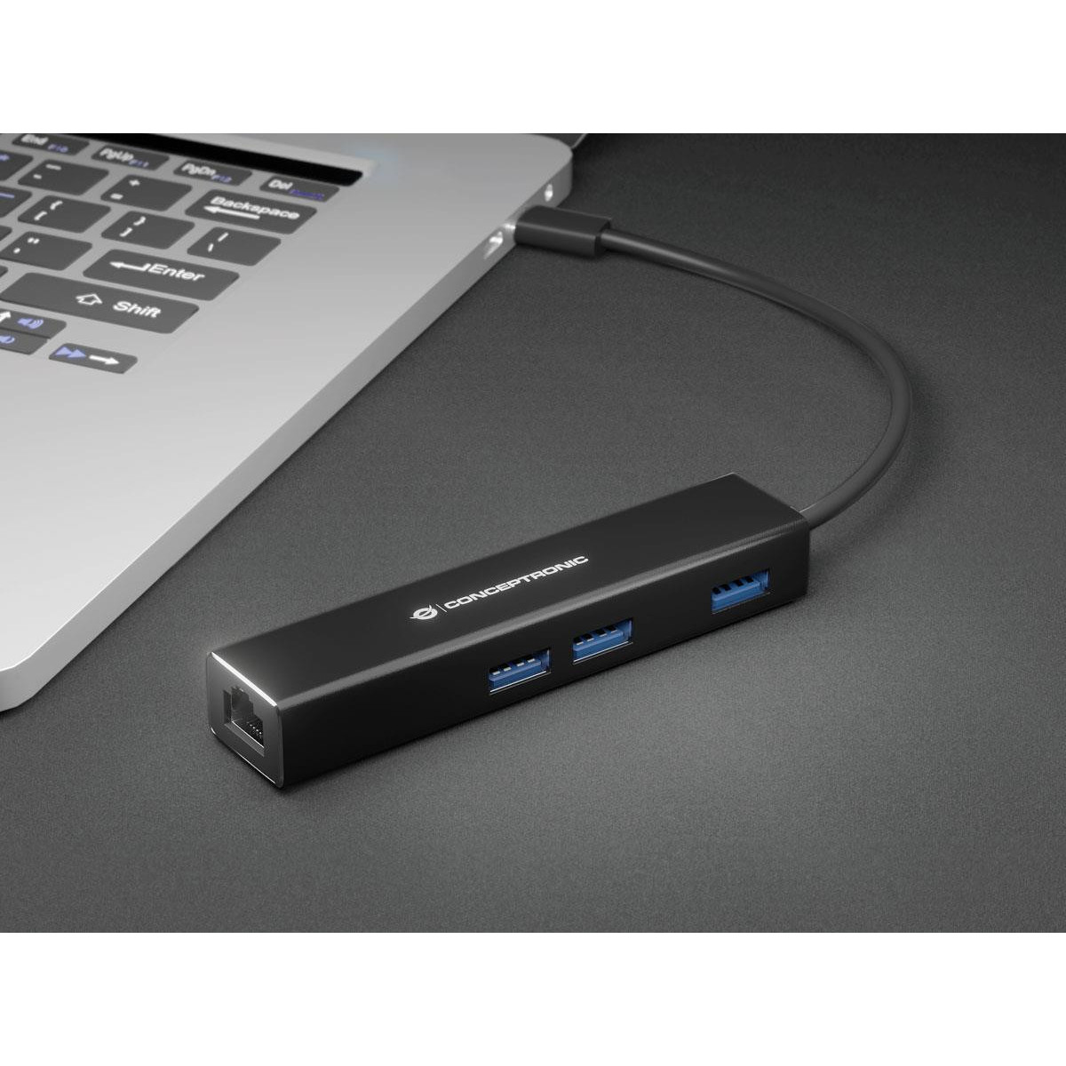 Adaptador Conceptronic USB 3.2 -> RJ45 4x USB 3.2