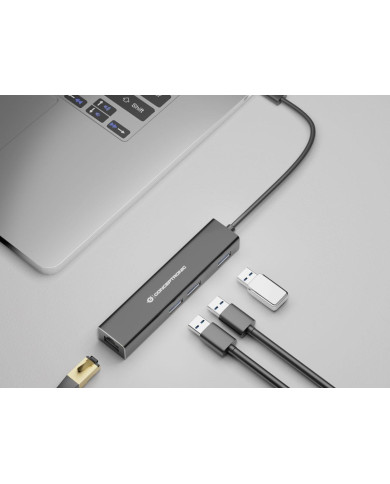 Adaptador Conceptronic USB 3.2 -> RJ45 4x USB 3.2