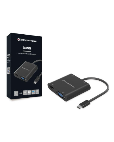 Adaptador Conceptronic USB-C -> VGA HDMI USB AUX