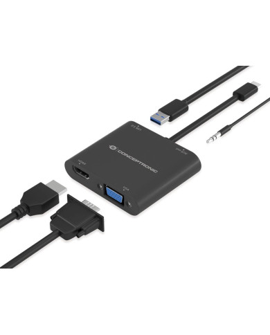 Adaptador Conceptronic USB-C -> VGA HDMI USB AUX