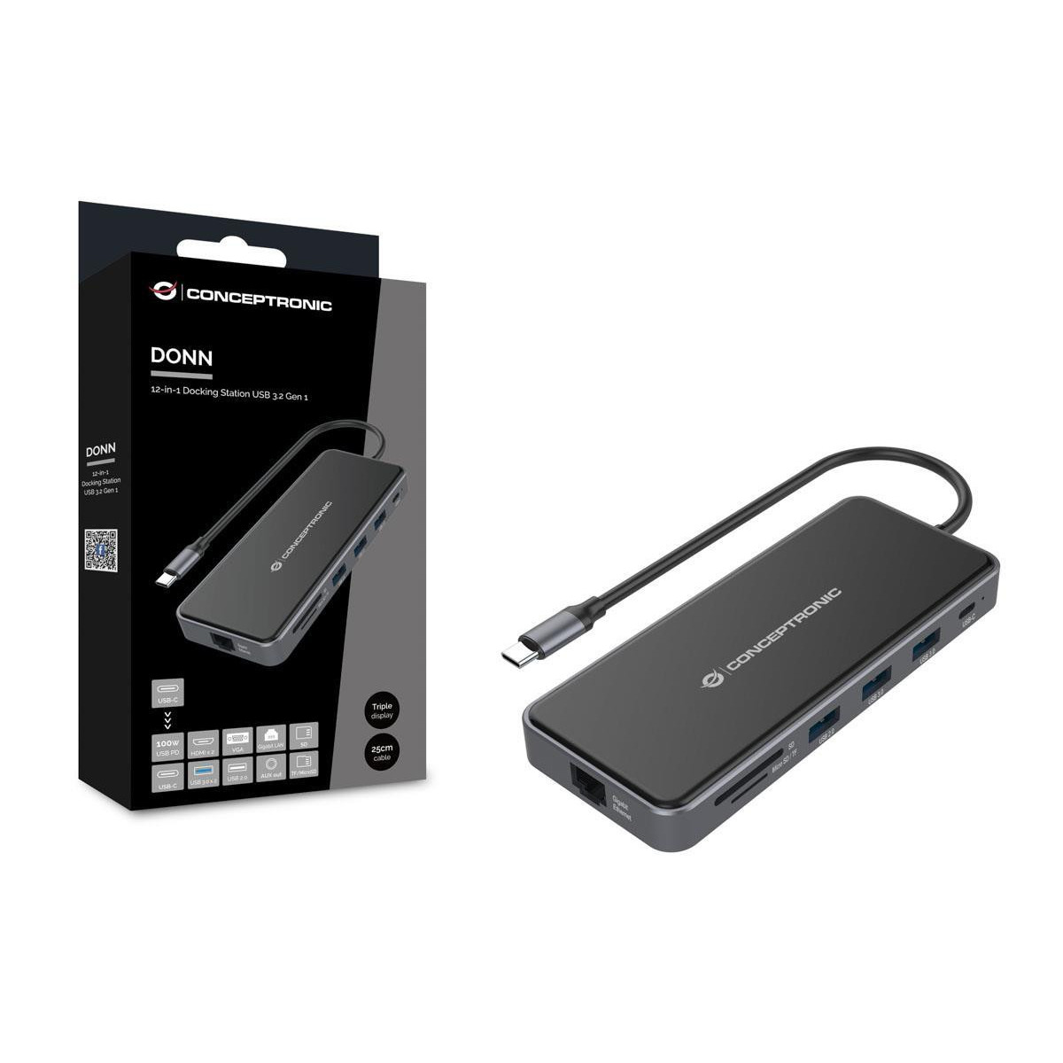Dock Conceptronic Usb-C Hdmi 3xUsb3 Usb-C Lan 100W