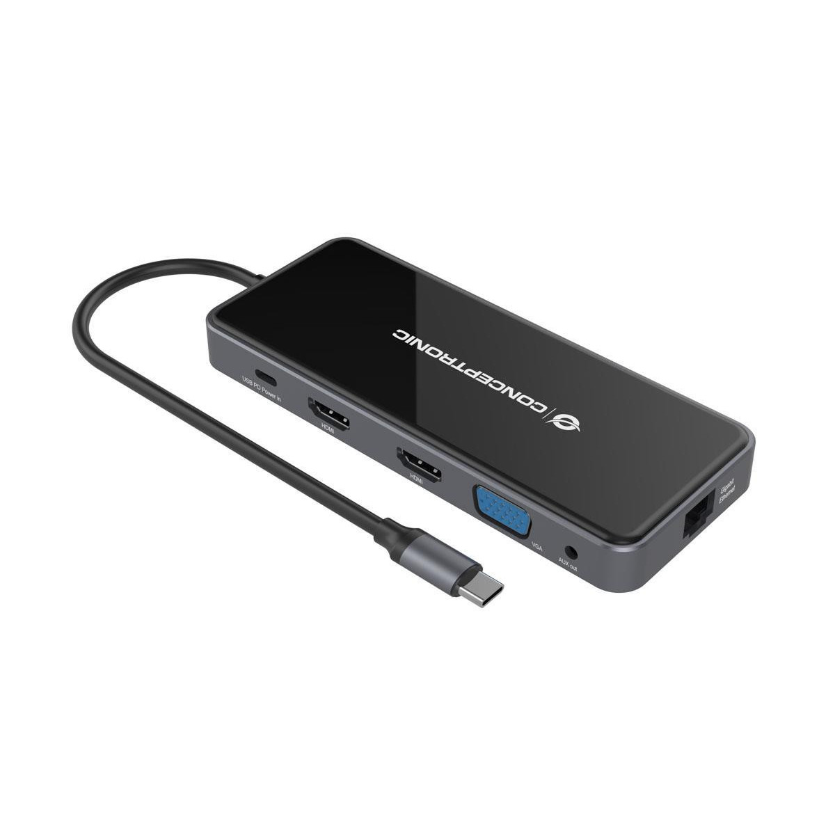 Dock Conceptronic Usb-C Hdmi 3xUsb3 Usb-C Lan 100W
