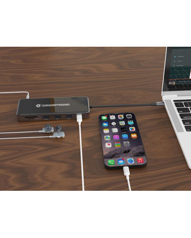Dock Conceptronic Usb-C Hdmi 3xUsb3 Usb-C Lan 100W
