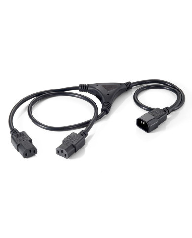 Cabo Power Equip C14 (M) -> 2x C13 (F) 1.6m Black