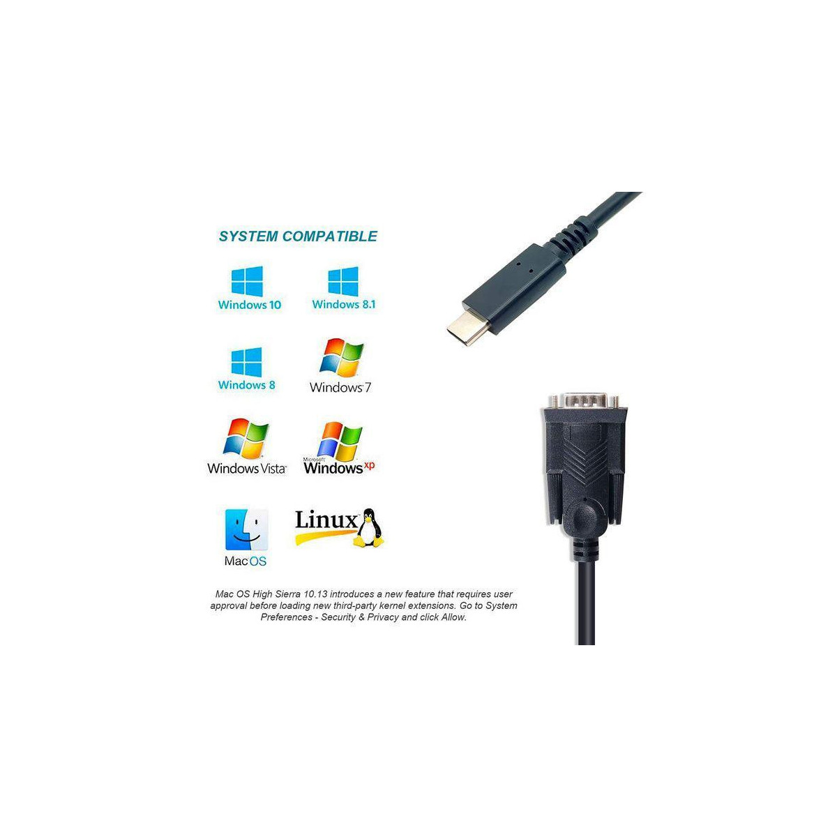 Cabo Adaptador Equip USB-C -> Serial RS232 1.5m