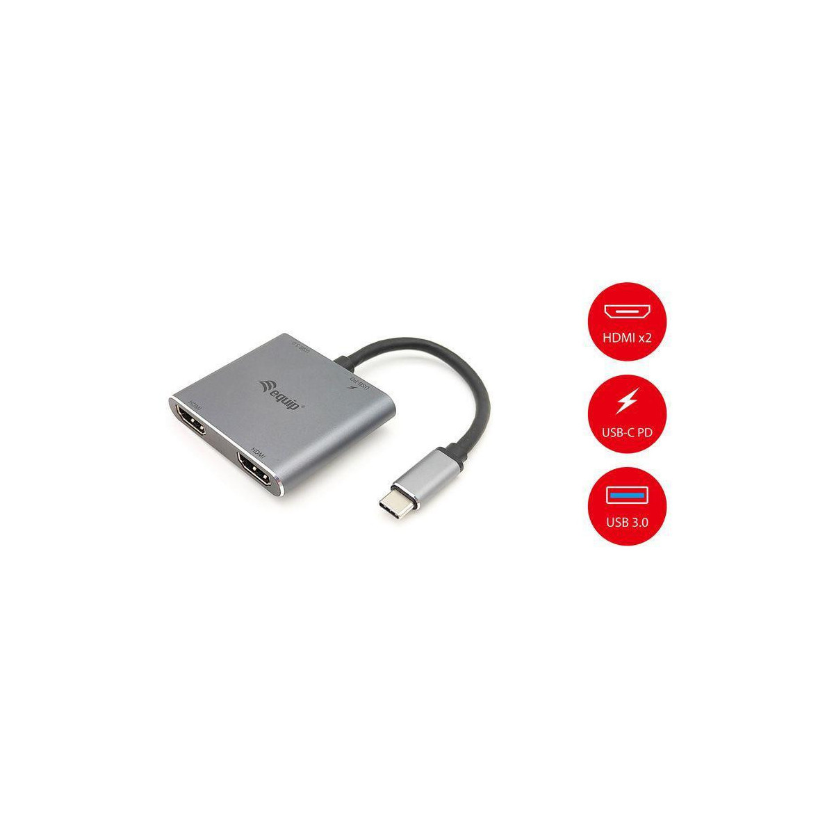 Dock Equip Usb-C 4-1 2xHdmi1xUsb3 1xUsb-C 100W