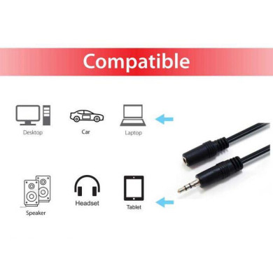 Cabo Audio Equip Extensão 3.5mm M/F 2.5m