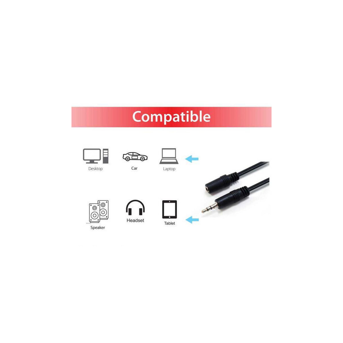 Cabo Audio Equip Extensão 3.5mm M/F 2.5m