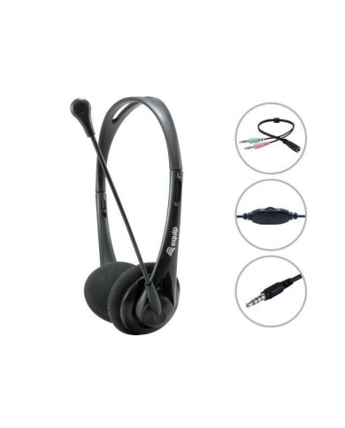 Headset Equip Chat 3.5mm c/ Adaptador Black 2m
