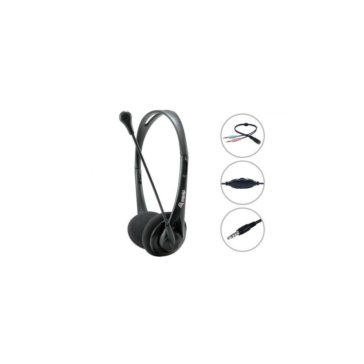 Headset Equip Chat 3.5mm c/ Adaptador Black 2m