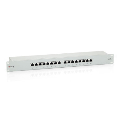 Patch Panel 19" Equip Cat6 Shield 16p 1U LightGrey