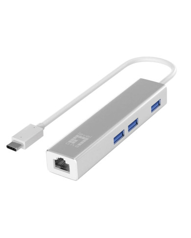 Adaptador LevelOne USB-C -> 1x LAN / 3x USB 3.0