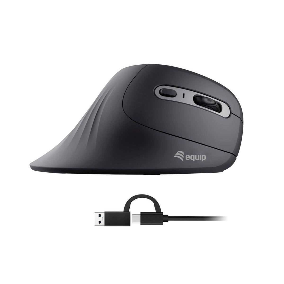 Rato Equip Ergonomic Vertical 7200dpi USB-C + A Black
