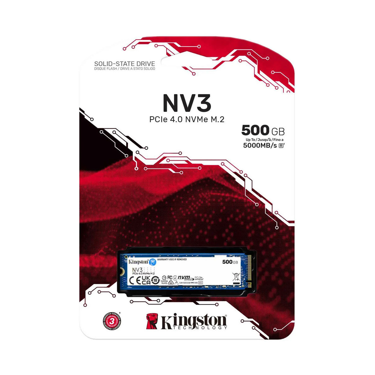Disco SSD Kingston NV3 500Gb PCIe Gen4 x4 M.2 2280