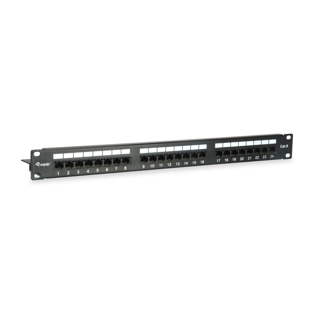 Patch Panel 19" Equip Cat6 Unshielded 24p 1U Black