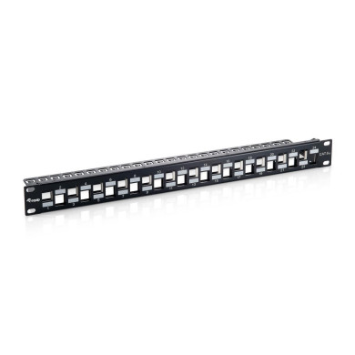 Patch Panel 19" Equip Cat6A Keystone Shielded 1U Black