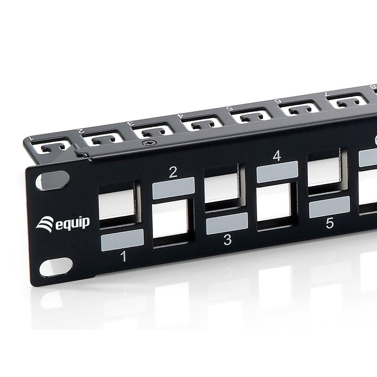 Patch Panel 19" Equip Cat6A Keystone Shielded 1U Black