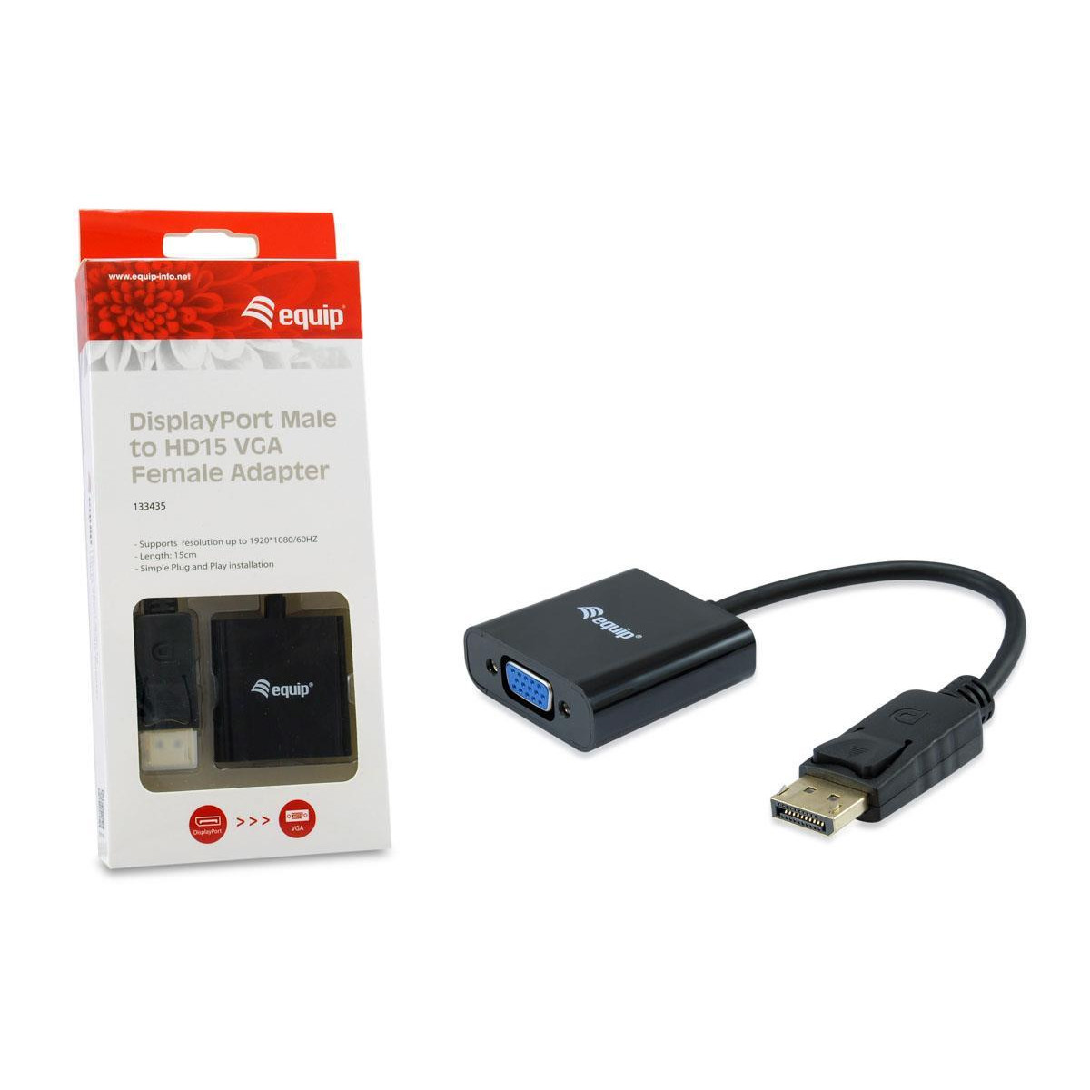 Adaptador Equip DisplayPort -> VGA M/F Black