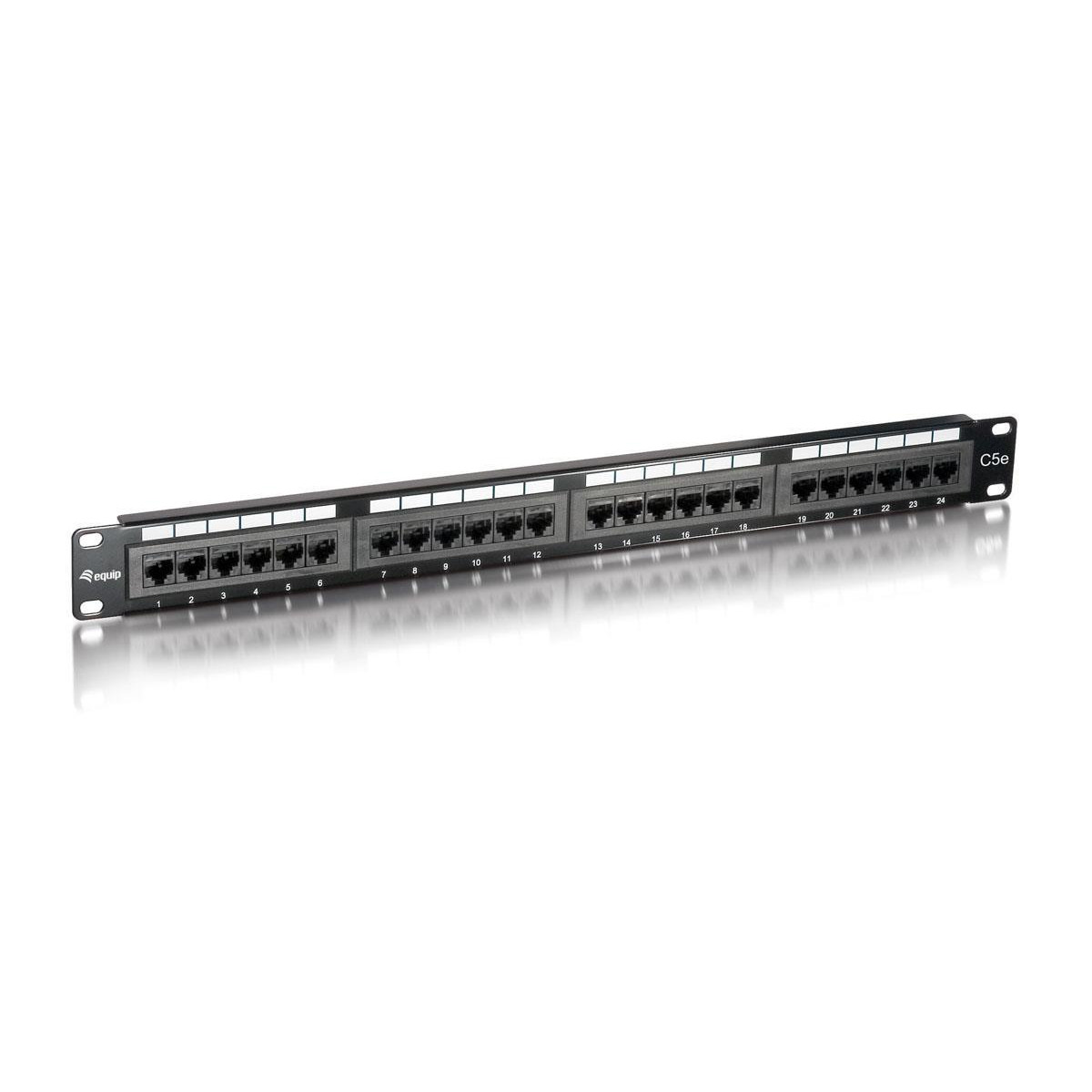 Patch Panel 19" Equip Premium Cat5e 24p 1U Black