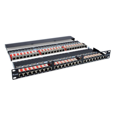Patch Panel 19" Equip Cat6 Shield 48p 1U Black