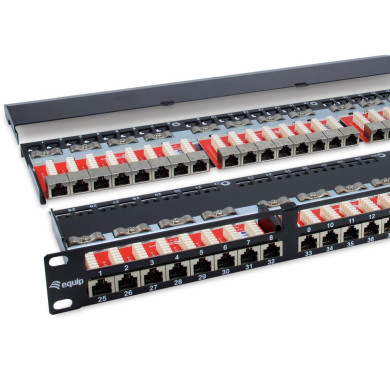 Patch Panel 19" Equip Cat6 Shield 48p 1U Black