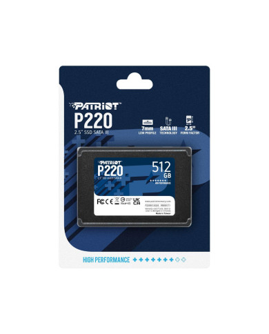 Disco SSD Patriot P220 512GB SATA3 2.5" 550R/500W