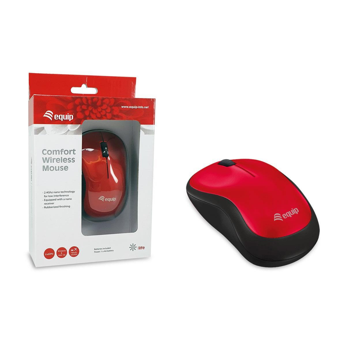 Rato Equip Life Wireless Comfort 1600dpi Red