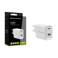 Transformador Conceptronic USB-A + USB-C 45W GaN QC3  PPS PD3 White