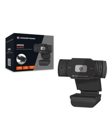 Webcam Conceptronic AMDIS04B 1080p Mic c/ Privacy Cover