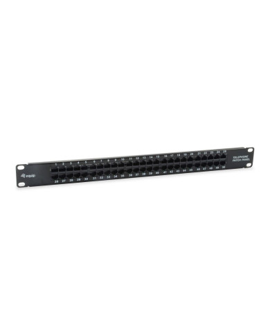 Patch Panel 19" Equip ISDN Cat3 RJ45 50p 1U Black