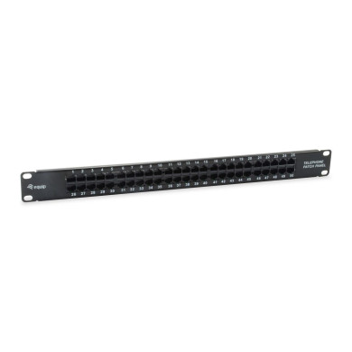 Patch Panel 19" Equip ISDN Cat3 RJ45 50p 1U Black