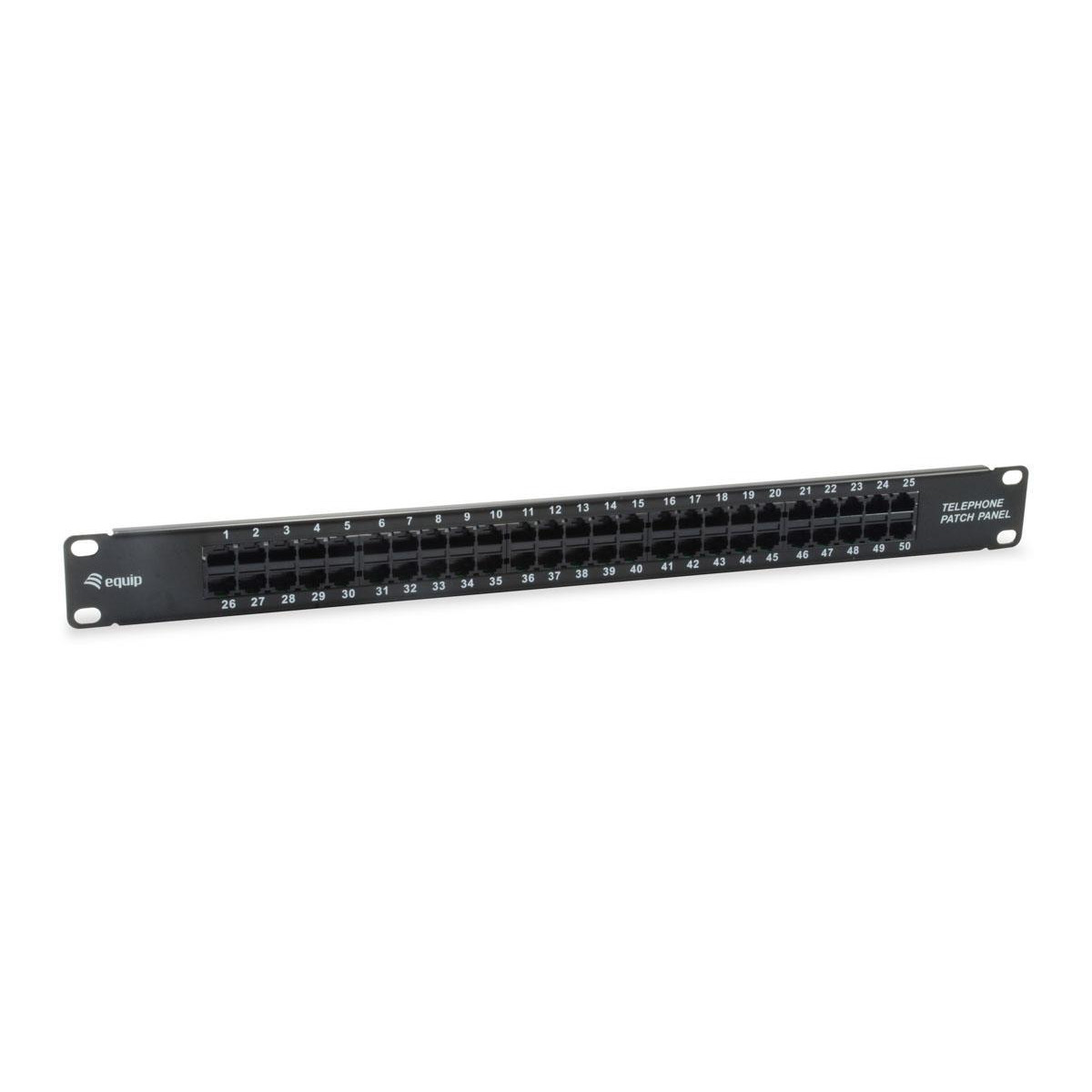 Patch Panel 19" Equip ISDN Cat3 RJ45 50p 1U Black