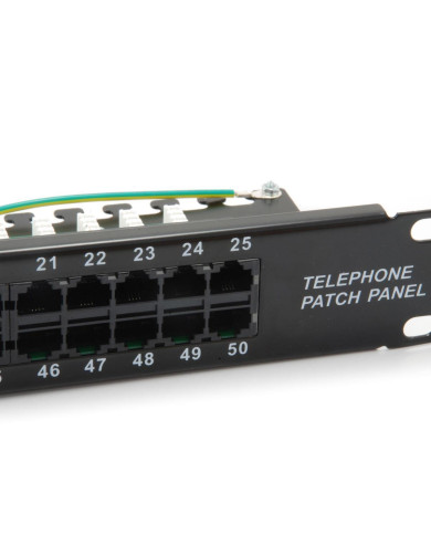 Patch Panel 19" Equip ISDN Cat3 RJ45 50p 1U Black