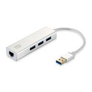 Adaptador LevelOne USB 3.0 -> 1x LAN / 3x USB 3.0