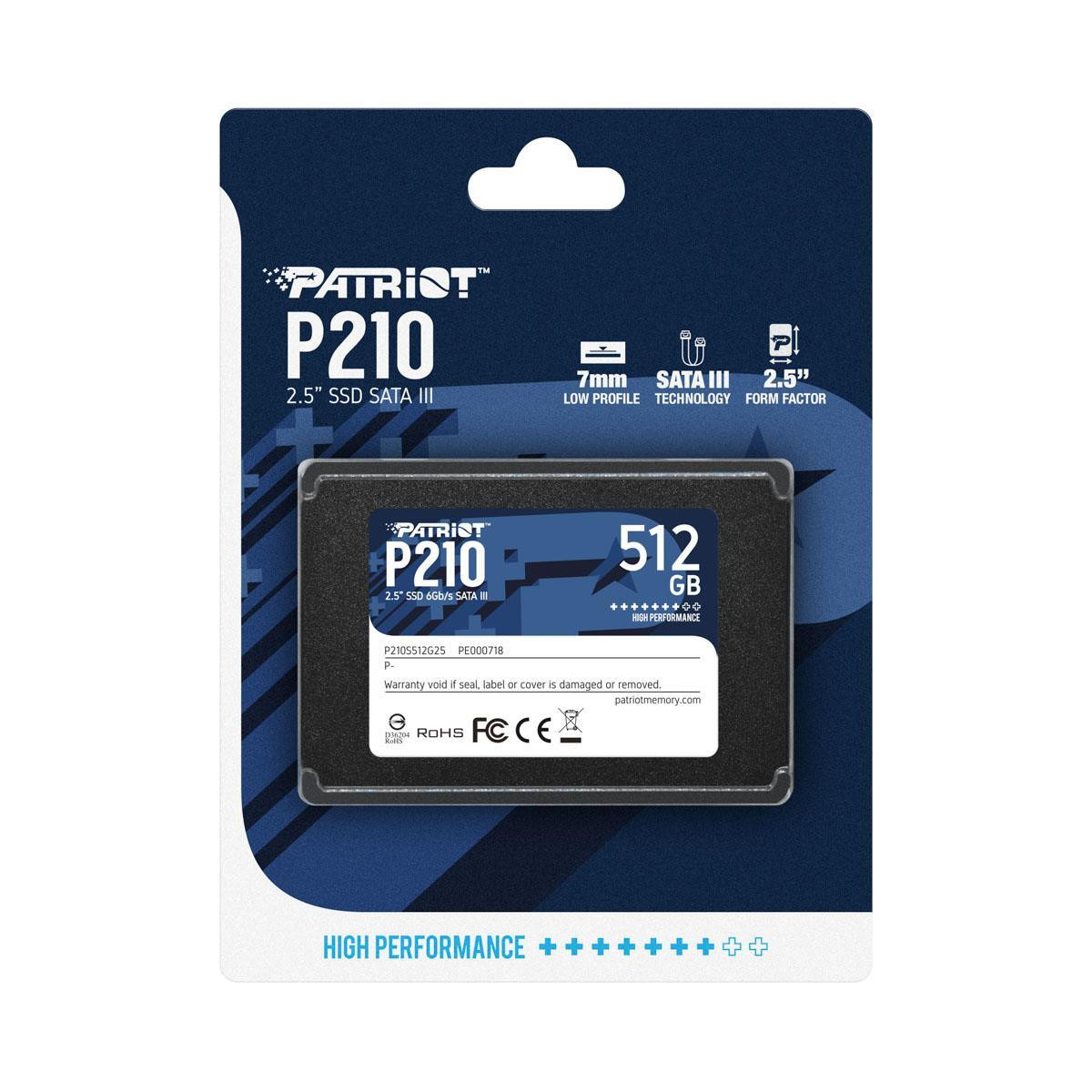 Disco SSD Patriot P210 512GB SATA3 2.5" 520R/430W