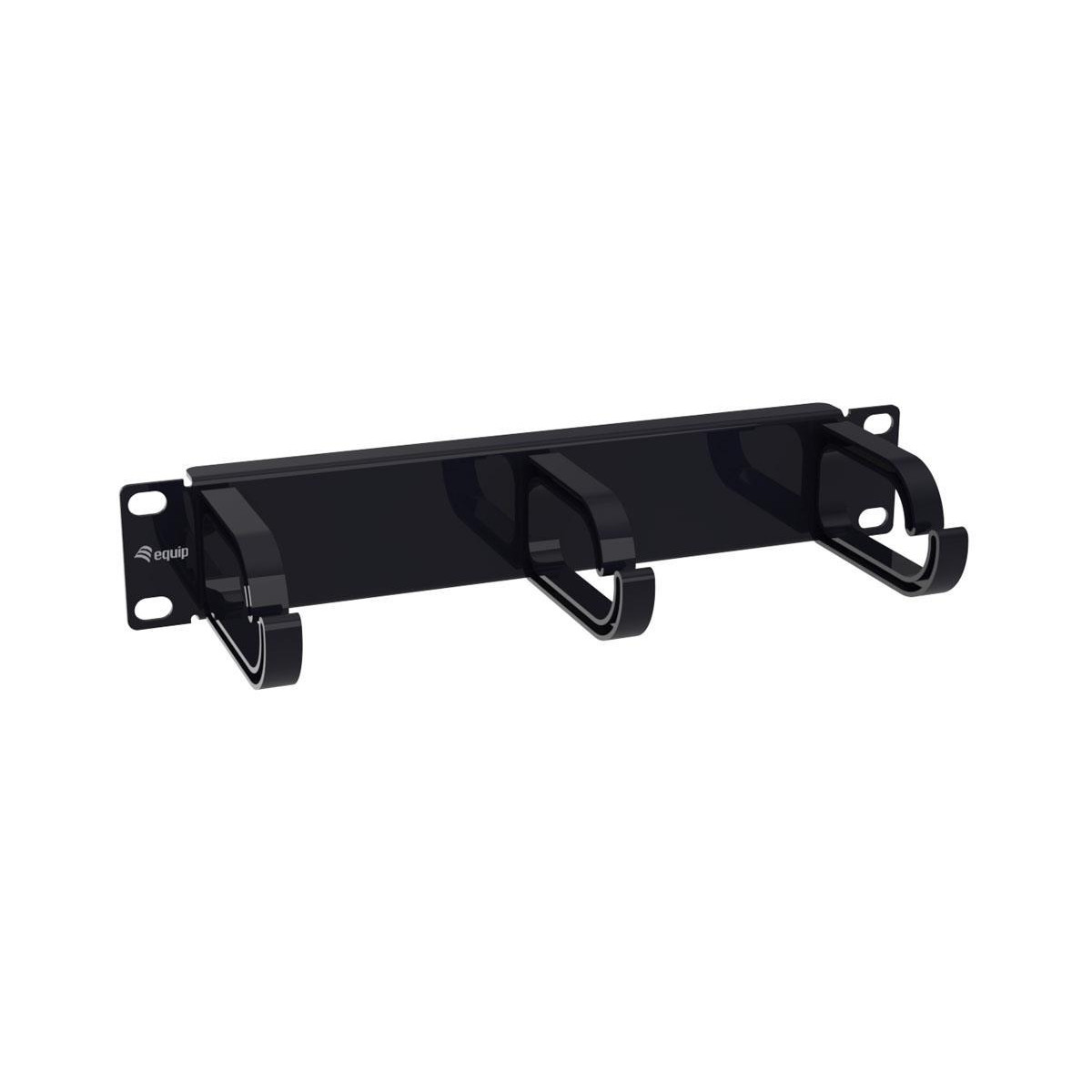 Cable Management Panel 10" Equip 3x Plastic Rings 1U Black