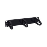 Cable Management Panel 10" Equip 3x Plastic Rings 1U Black