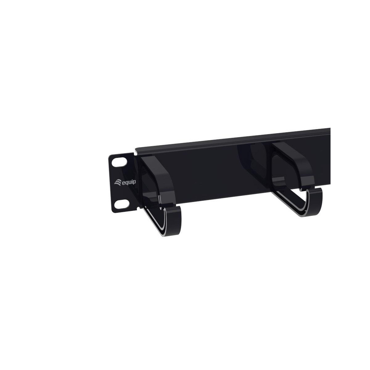 Cable Management Panel 10" Equip 3x Plastic Rings 1U Black