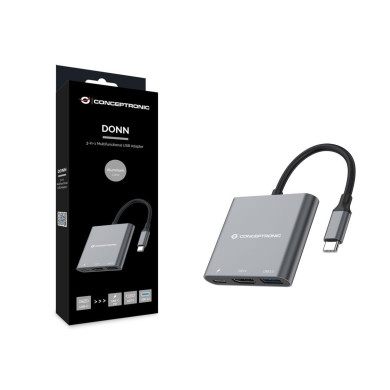 Adaptador Conceptronic USB-C - HDMI/USB3/USB-C 60W