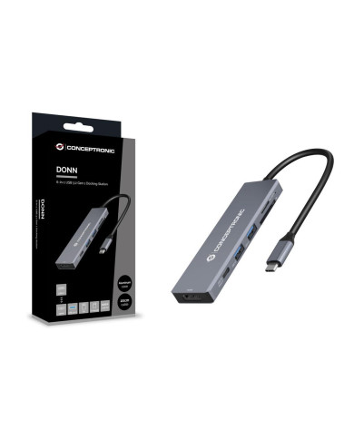 Dock Conceptronic 6-1 HDMI 4K USB3 USB-C SD 100W