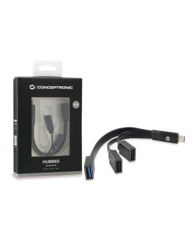 Hub USB-C Conceptronic 3 Portas 1x USB3 2x USB2 BK