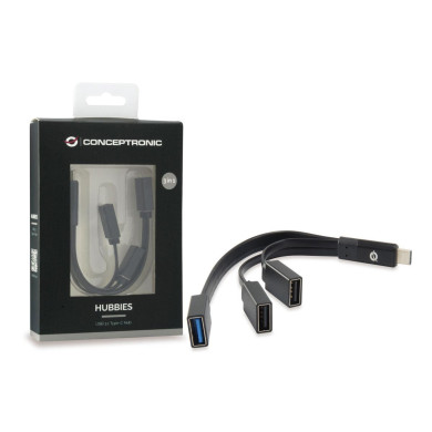 Hub USB-C Conceptronic 3 Portas 1x USB3 2x USB2 BK